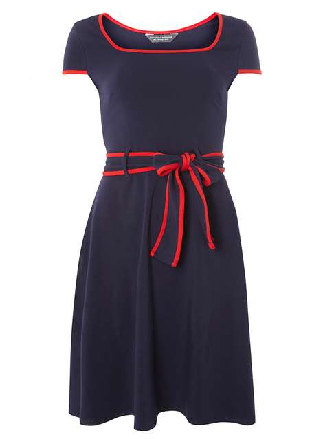 **Tall navy dress with tipping